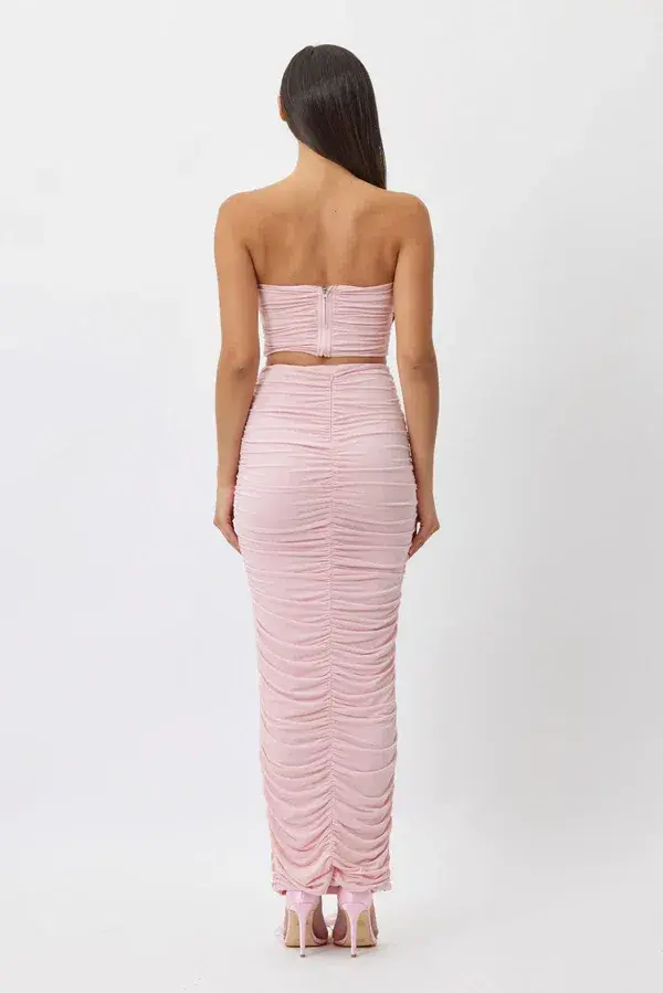 Bianca & Bridgett Julie Ruched Top & Skirt Set Pink Size 6 for rent on The Volte - main image