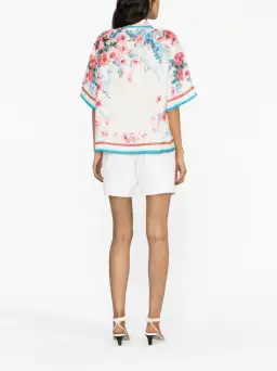 Zimmermann The Halcyon Oversized Shirt in Pink/Blue Floral Size 0/Au 8 for rent on The Volte - image 2
