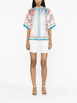 Zimmermann The Halcyon Oversized Shirt in Pink/Blue Floral Size 0/Au 8 for rent on The Volte - image 1