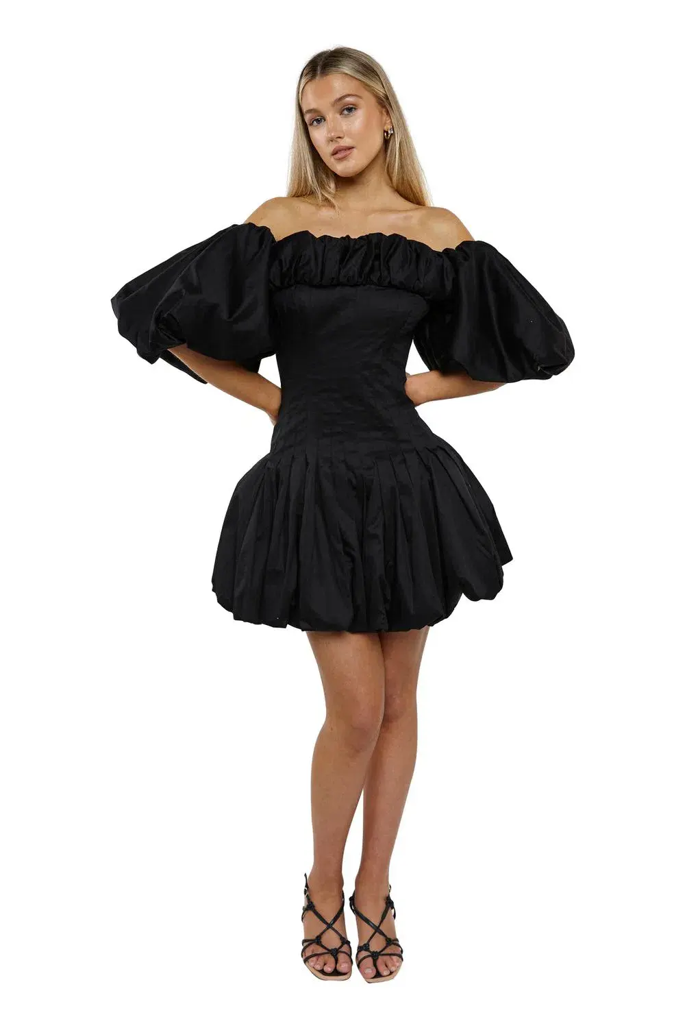 Aje Arles Off Shoulder Mini Dress Black Size S / Au 8 for rent on The Volte - main image