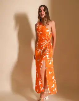 Lover Marigold One Shoulder Midi Dress Print Size 8 for rent on The Volte - image 1