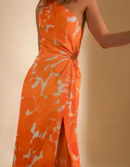 Lover Marigold One Shoulder Midi Dress Print Size 8 for rent on The Volte - image 2