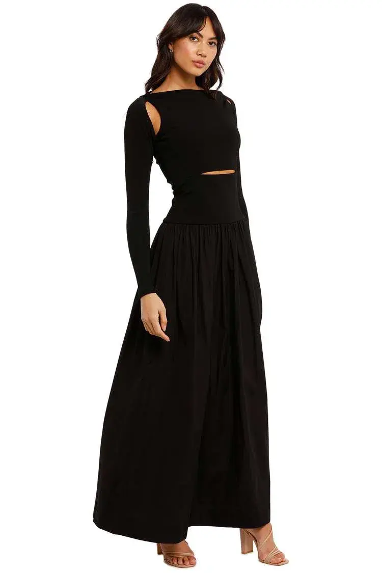 Esse Knit Cotton Split Maxi Dress Black Size 12 for rent on The Volte - main image