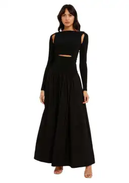 Esse Knit Cotton Split Maxi Dress Black Size 12 for rent on The Volte - image 1