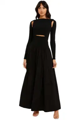 Esse Knit Cotton Split Maxi Dress Black Size 12 for rent on The Volte - image 4