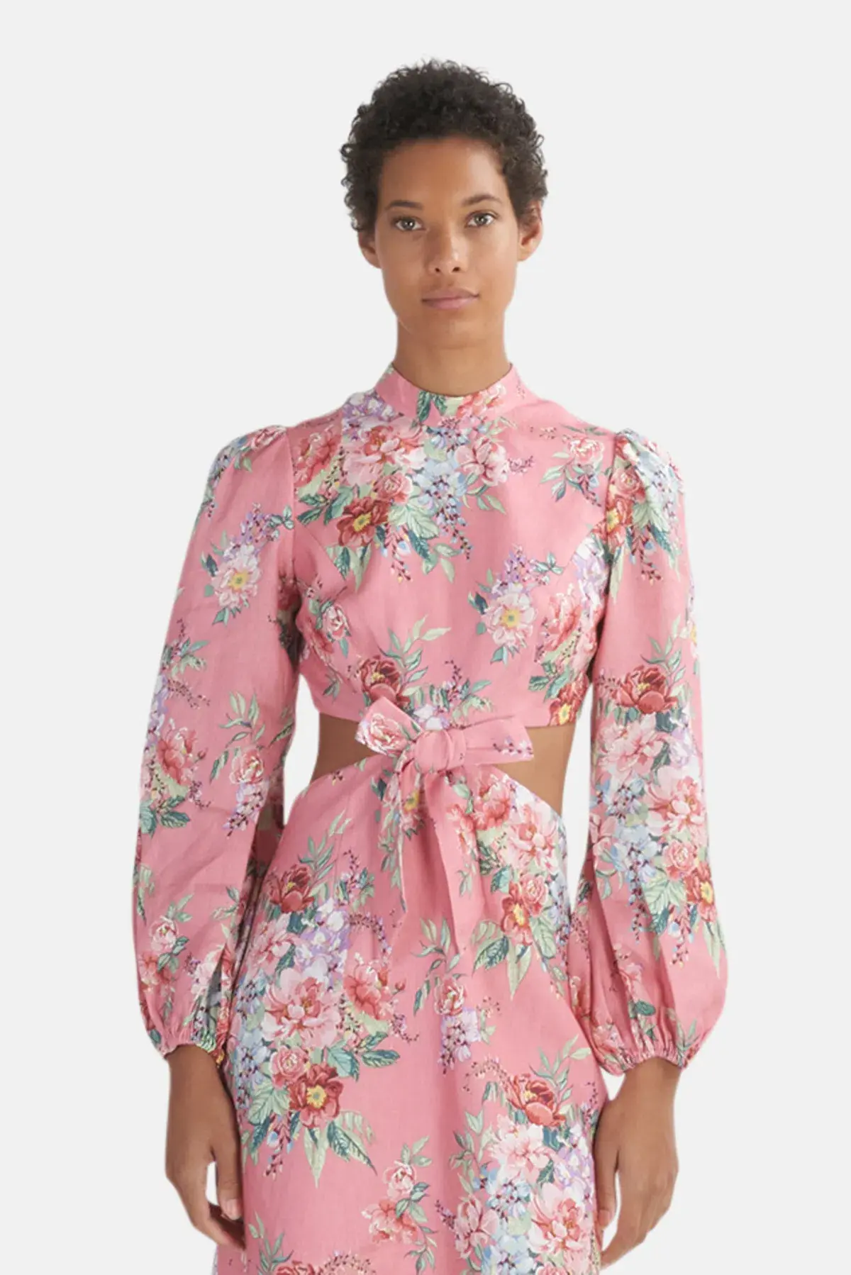 Zimmermann Bellitude Bow Front Mini Dress Pink Floral Size 0P / AU 6 - Image 2