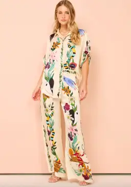 Alemais Meagan Silk Shirt & Pants Set Multi Size 10