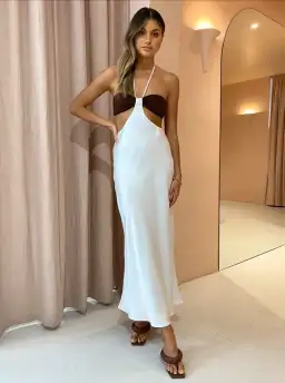 Bec & Bridge Nadia Cut Out Dress in Ivory/Chocolate
Size 10 White