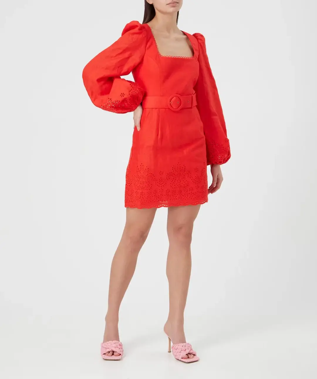 Rebecca Vallance Portia Long Sleeve Mini Dress Red Size AU 4 for rent on The Volte - main image