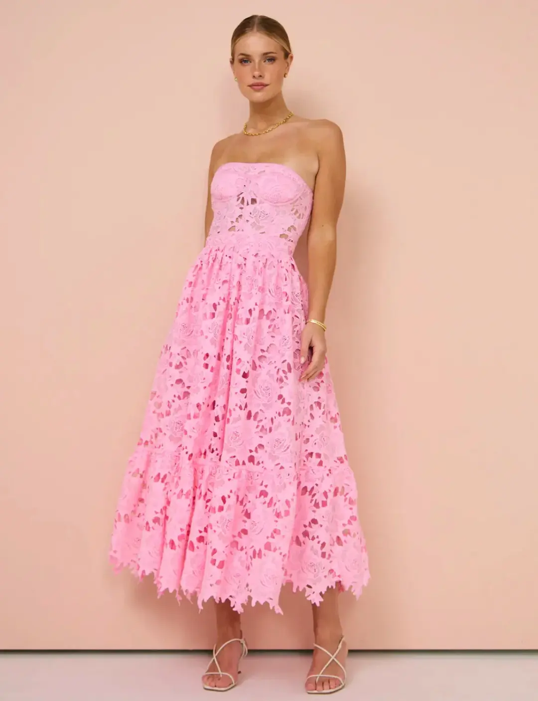 Leo Lin Emilia Bustier Dress Pink Size AU 14 for rent on The Volte - main image