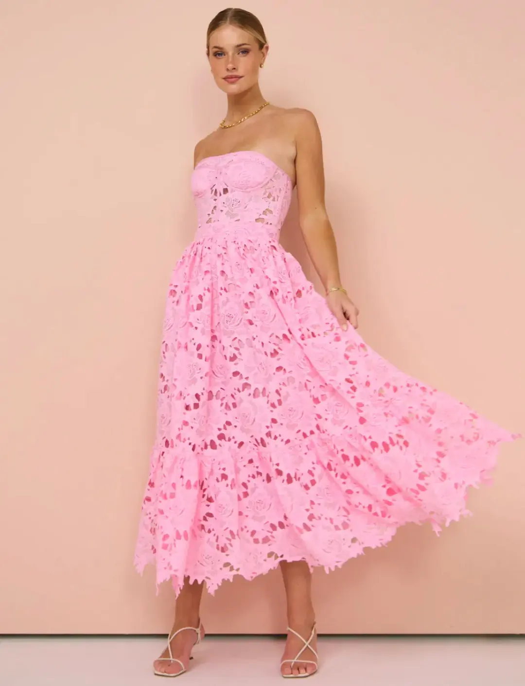 Leo Lin Emilia Bustier Dress Pink Size AU 14 for rent on The Volte - main image