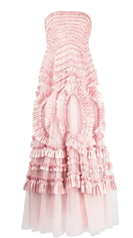 Needle and Thread Pink Strapless Ruffle-Detail Dress Size 10 for rent on The Volte - main image