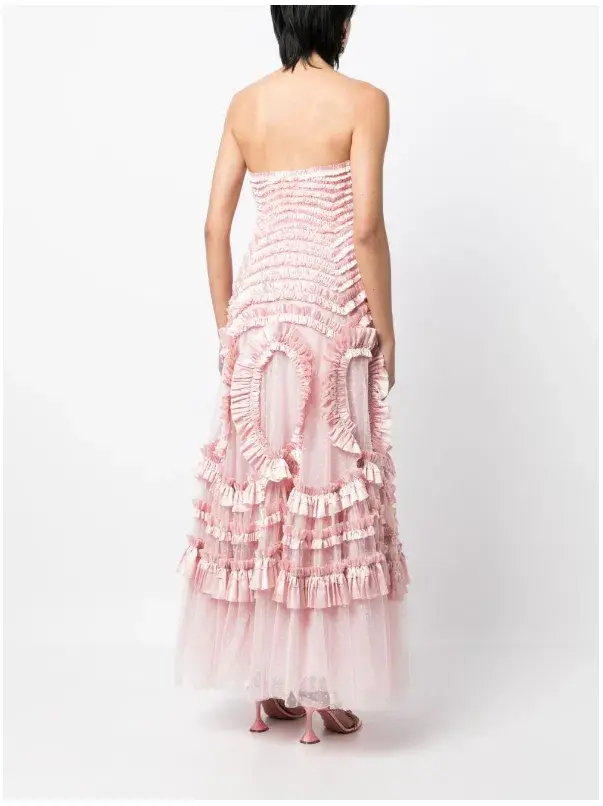 Needle and Thread Pink Strapless Ruffle-Detail Dress Size 10 for rent on The Volte - main image