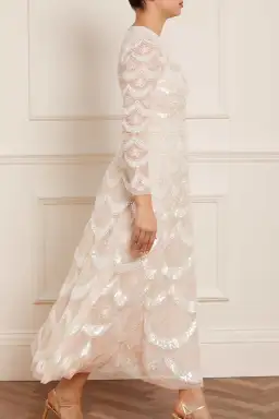 Needle and Thread Fifi Long Sleeve Ankle Gown Champagne Size 10 for rent on The Volte - image 3