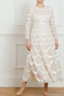 Needle and Thread Fifi Long Sleeve Ankle Gown Champagne Size 10 for rent on The Volte - image 2