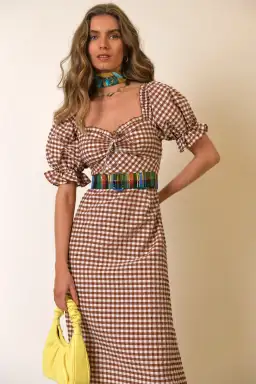 Rixo Montenegro Midi Dress Brown Print Size 12 for rent on The Volte - image 2