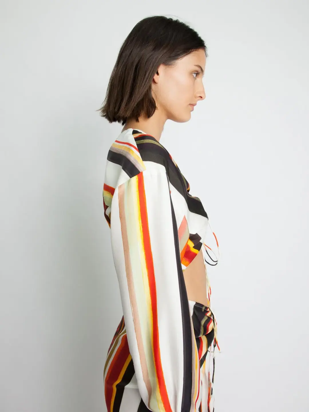 Christopher Esber Ruched Disconnect Striped Shirt Dress Multicolour Size 4 for rent on The Volte - main image