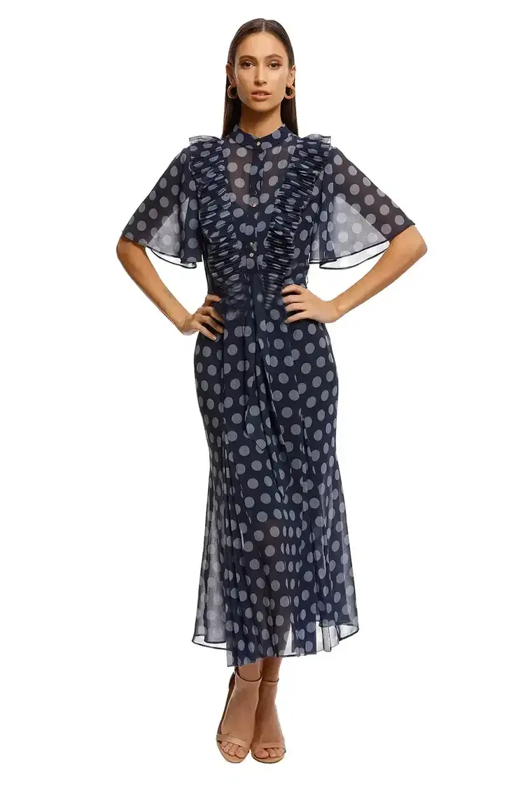 Keepsake the Label Passion Midi Dress in Midnight Polka Dot Size 12 for rent on The Volte - main image