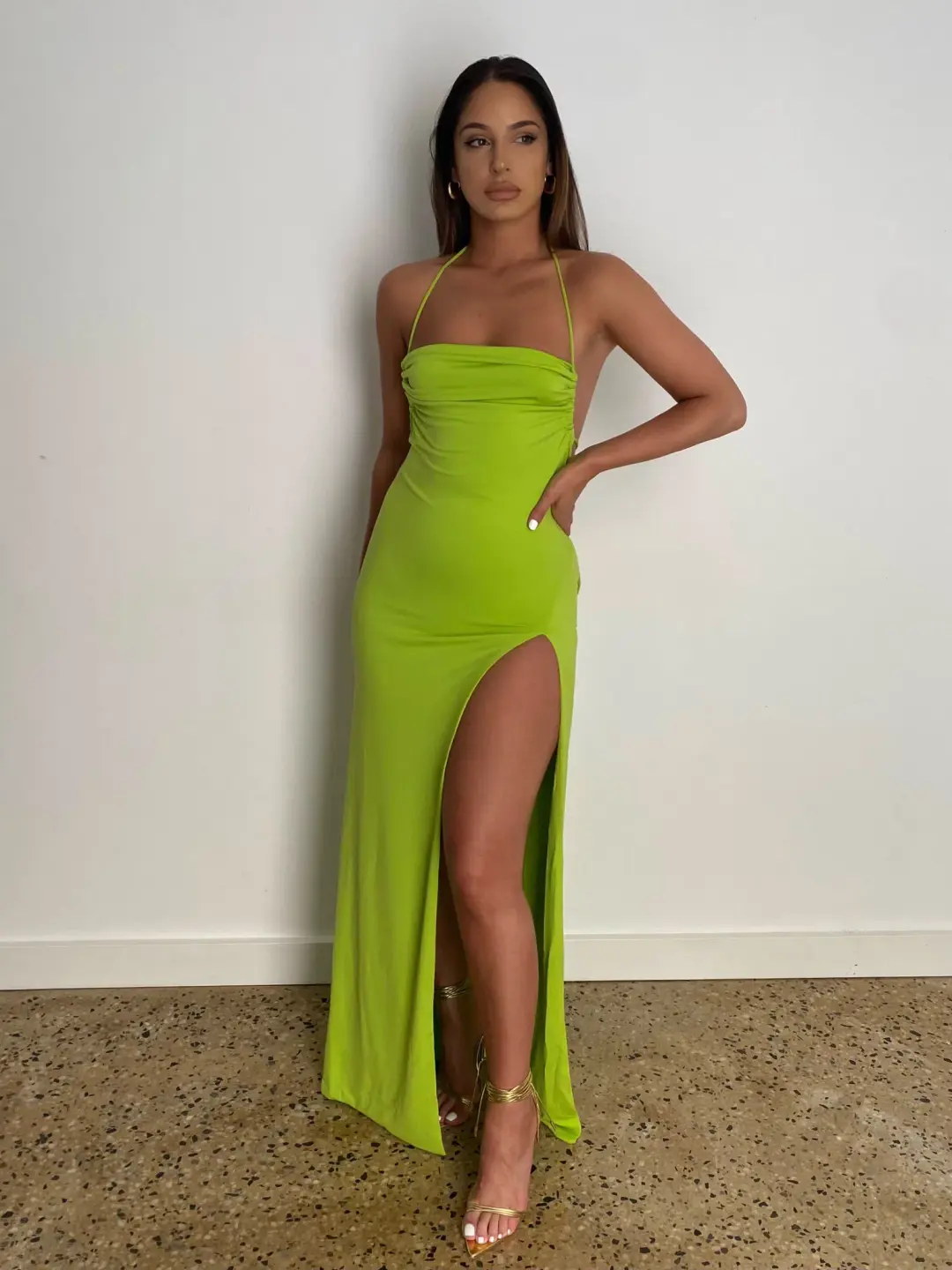 Melani The Label Marlo Gown in Green Size 6 for rent on The Volte - main image