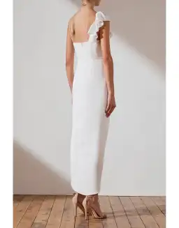 Shona Joy Asymmetrical Frill Midi Dress Ivory Size 10 for rent on The Volte - image 3