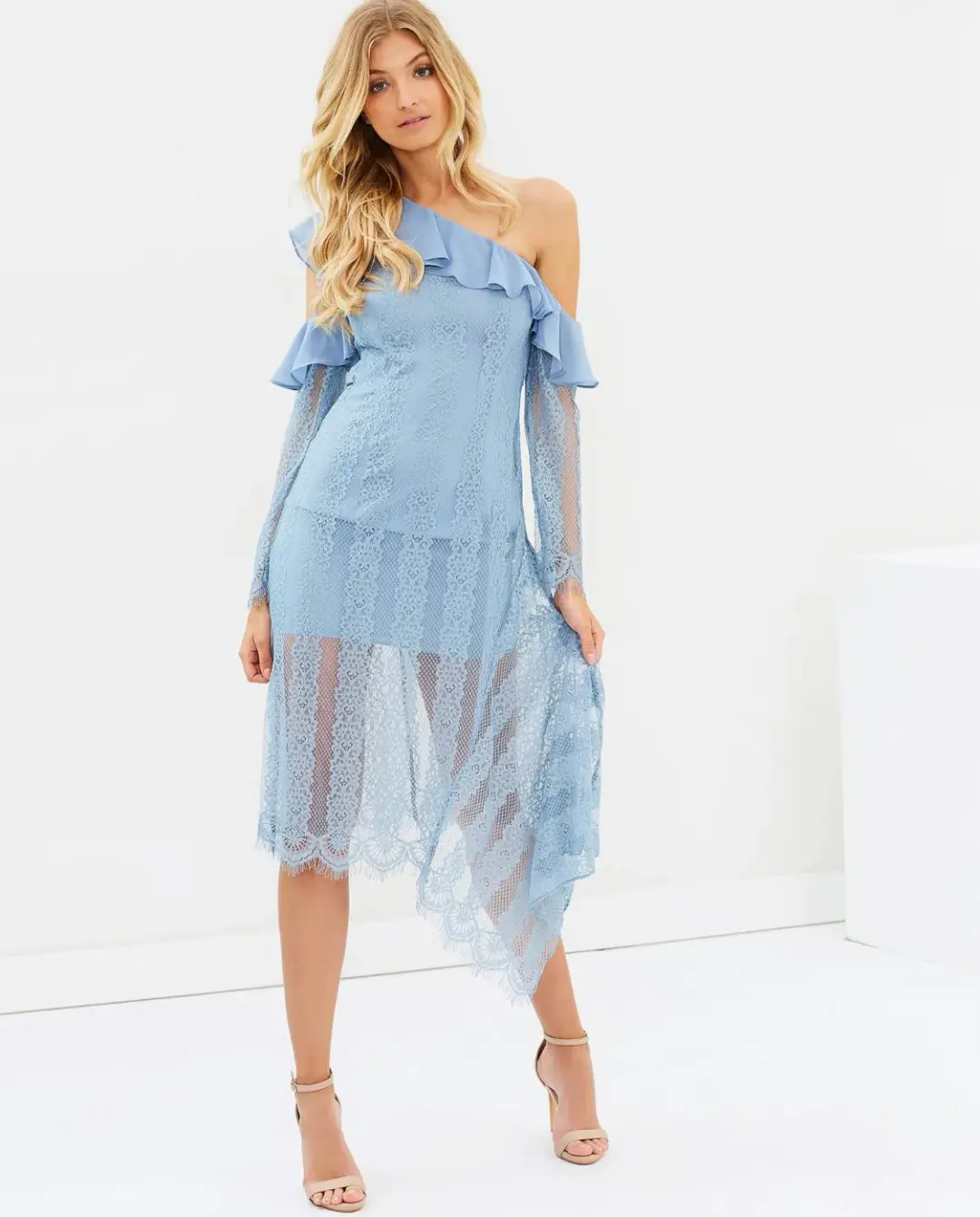 Keepsake the Label Better Days Lace Midi Dress Dusty Blue Size XS / AU 6 for rent on The Volte - main image