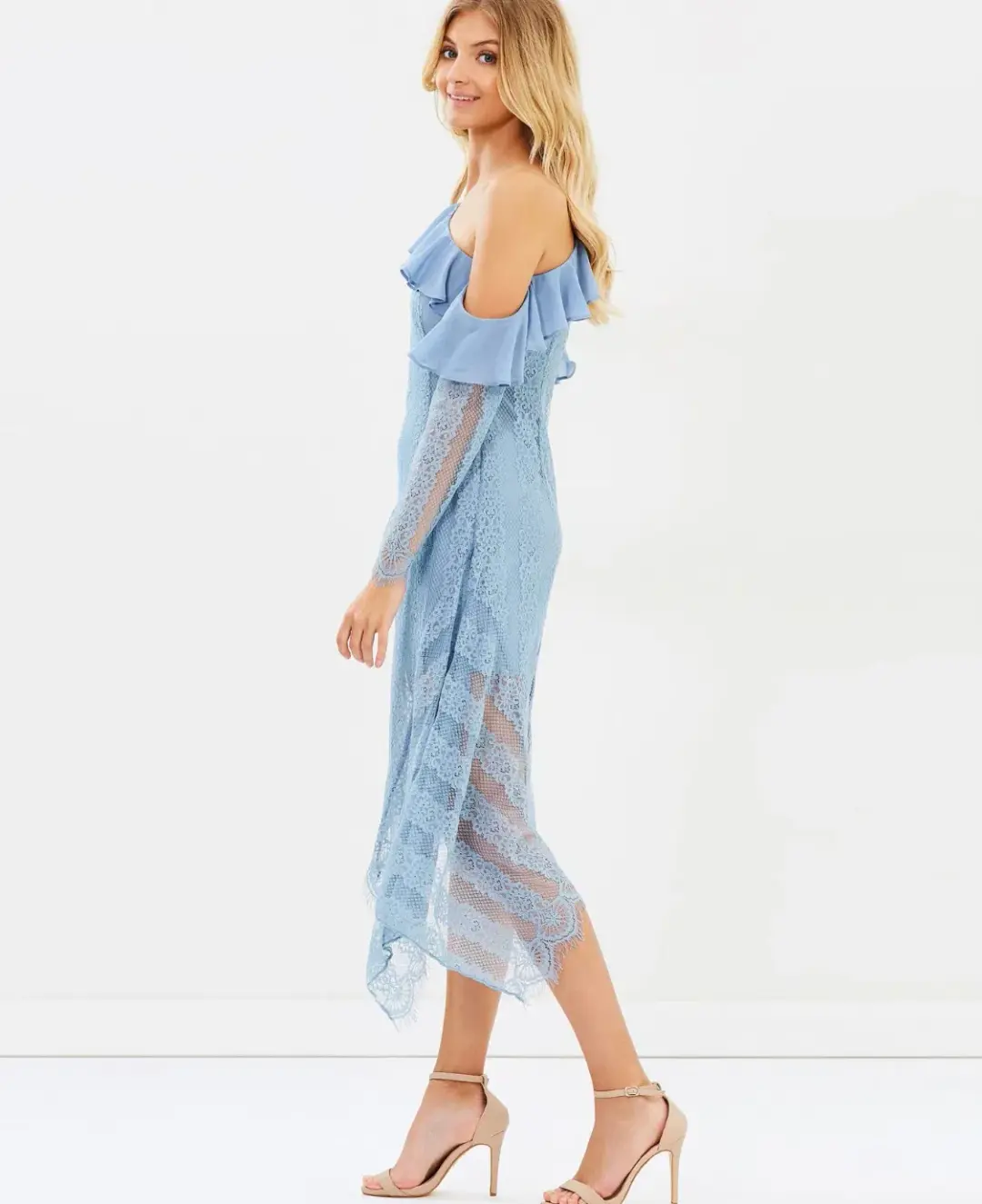 Keepsake the Label Better Days Lace Midi Dress Dusty Blue Size XS / AU 6 for rent on The Volte - main image