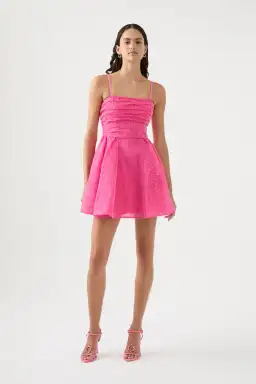 Aje Evangeline Cornelli Mini Dress Pink Size 8 for rent on The Volte - image 1