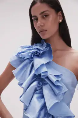 Aje Adelia Ruffle Midi Dress Light Sky Blue Size 12 for rent on The Volte - image 4