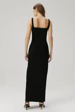 Misha Franka Wave Neckline Crepe Maxi Dress Black Size 6/XS for rent on The Volte - image 2