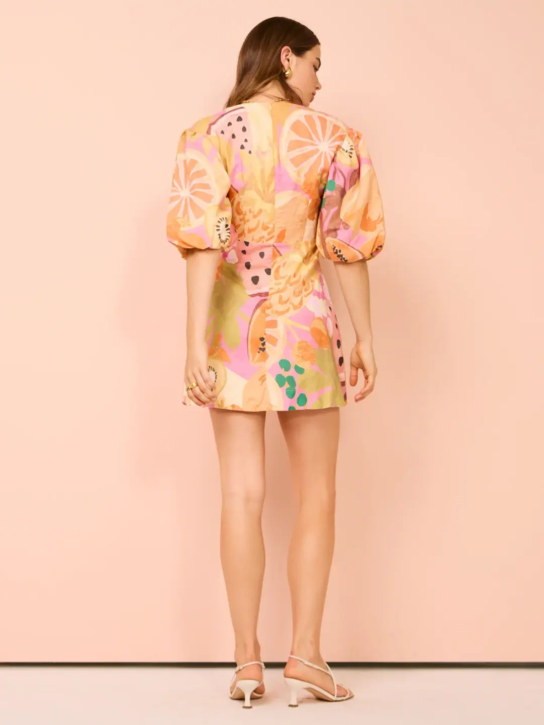 By Nicola Bolero Gathered Neckline Mini Dress In Fruit Punch Size AU 8 for rent on The Volte - main image