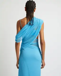 Christopher Esber Magnetica Asymmetric Midi Dress Dolphin Blue Size 8 for rent on The Volte - image 2
