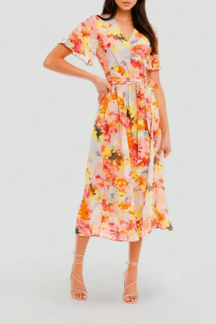 Kate Sylvester Meg Midi Dress in Sunshine Size 8 for rent on The Volte - main image