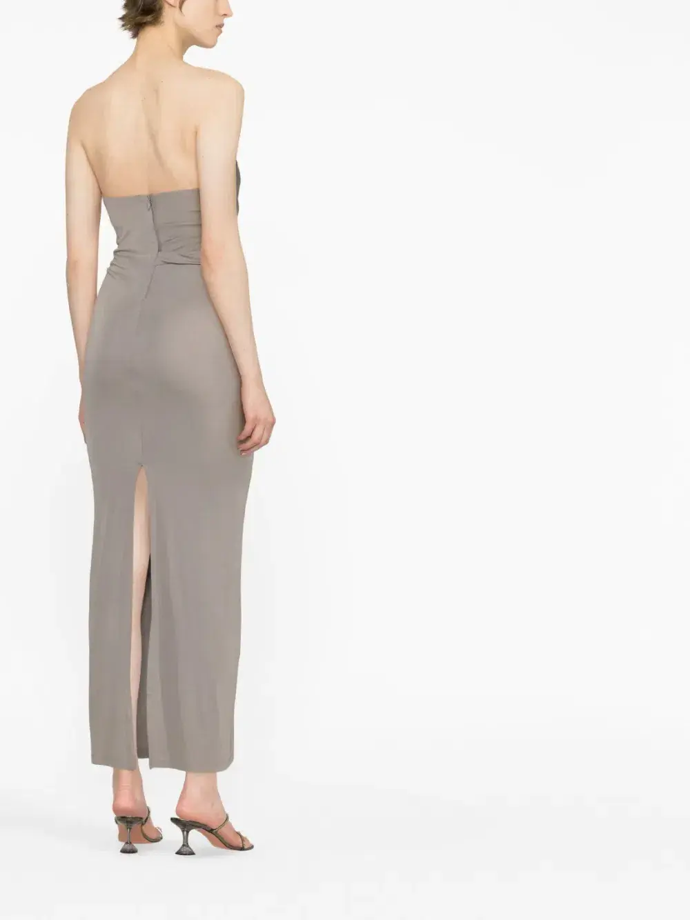 Christopher Esber Strapless Ruched Dress Grey Size 10 for rent on The Volte - main image