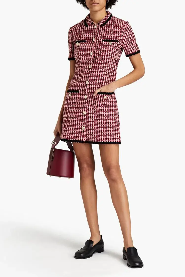 Maje Tweed Mini Dress Print Size 8 - Image 1