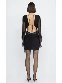 Bec & Bridge Aurelie Frill Long Sleeve Mini Dress Black Size AU 6 for rent on The Volte - image 3