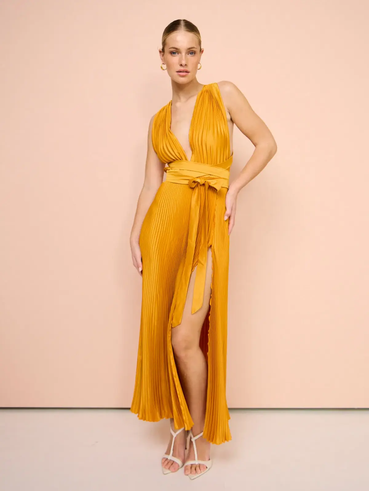 Lidee Moderniste Split Gown In Amber Orange Size 12 - Image 1