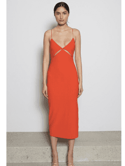 Bec + Bridge Ulla Cut Out Midi Dress - Orange Size 12