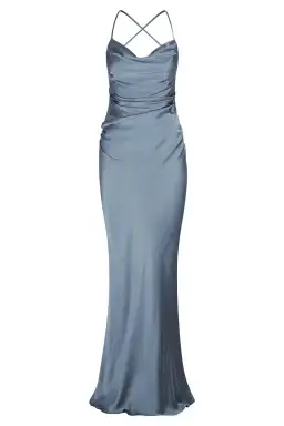 SHONA JOY LA LUNE LACE BACK MAXI DRESS - BLUE SMOKE (SIZE 10) for rent on The Volte - image 3