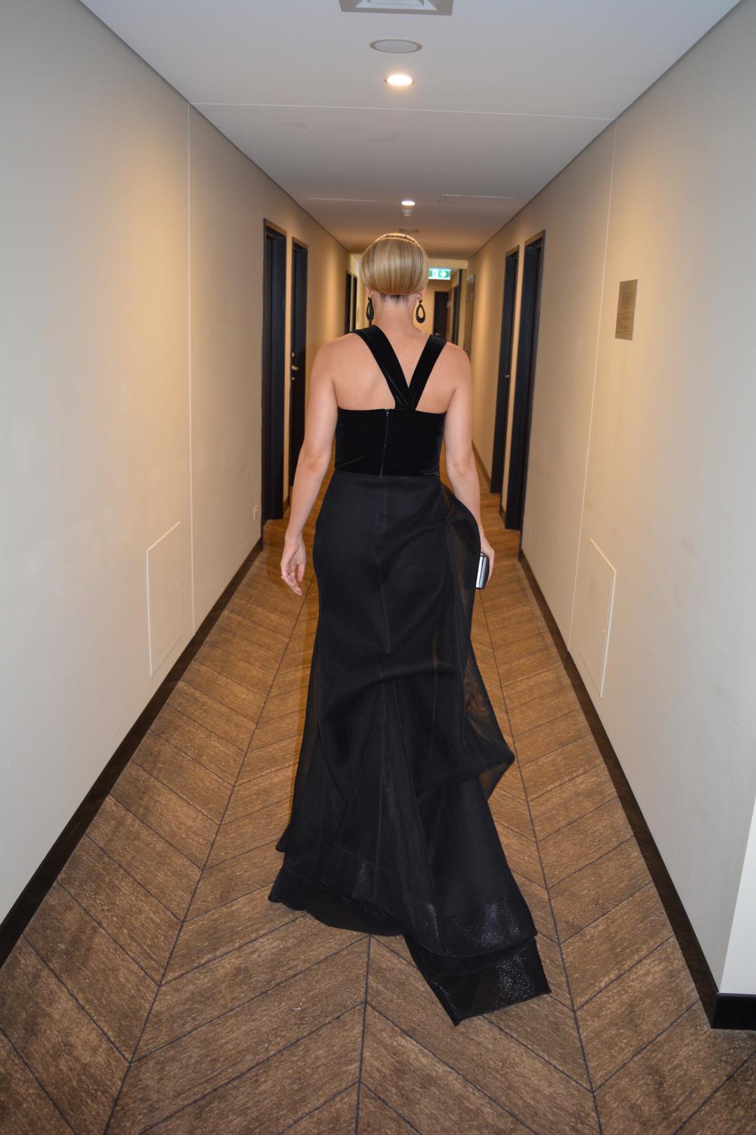 Ae'lkemi Velvet Sculptured Gown Black Size 8 for rent on The Volte - main image