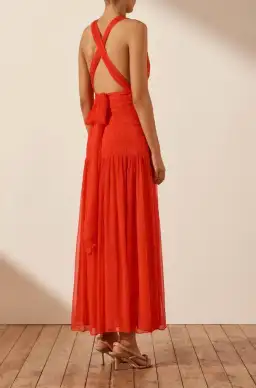 Shona Joy Leilani Plunged Tie Back Midi Dress Red Size 10 for rent on The Volte - image 3