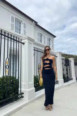 Maygel Coronel Black Veranera Midi Dress Black Size 8