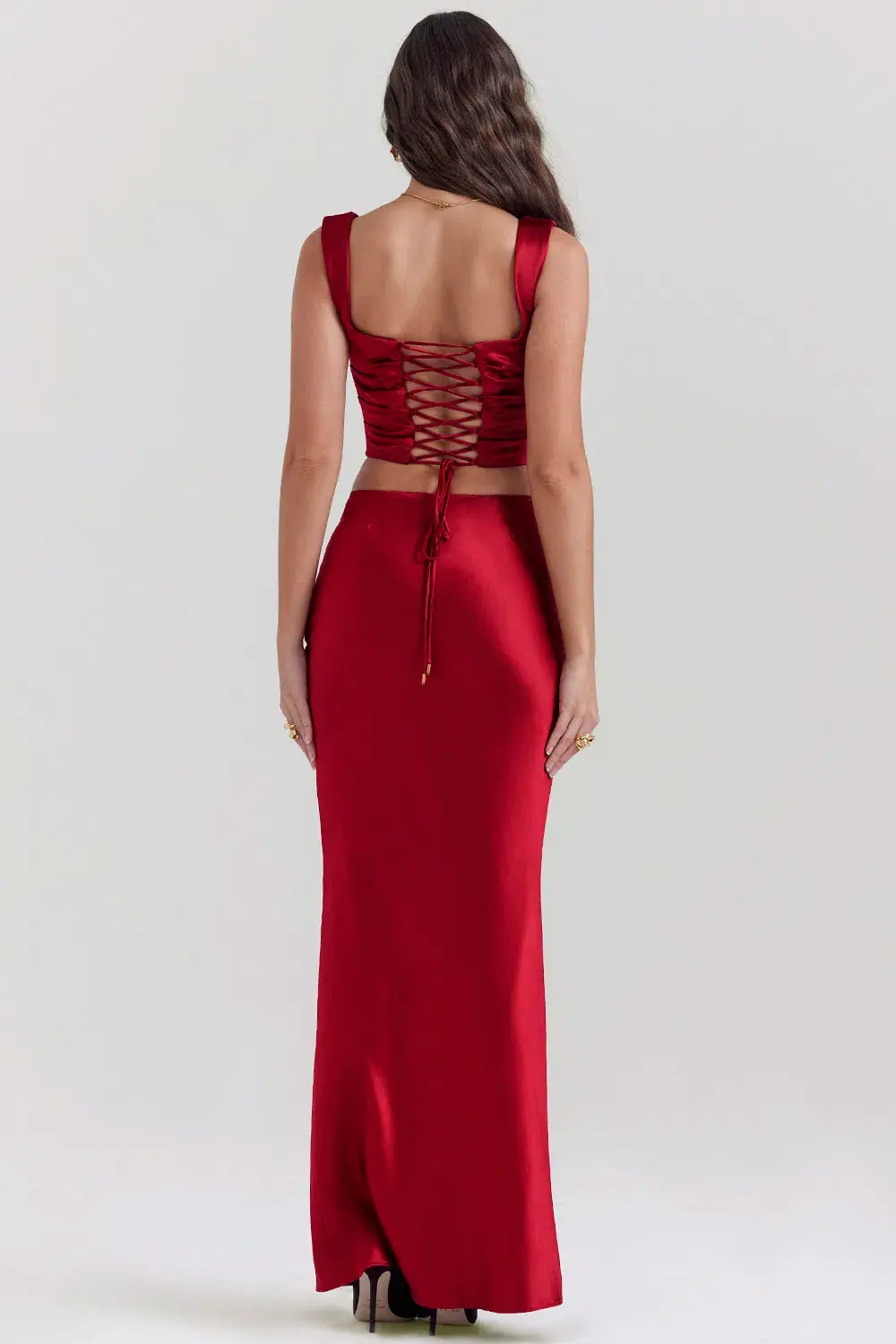 House of CB Una Corset and Sydel Skirt Set Ruby Red Size S / AU 8 for rent on The Volte - main image