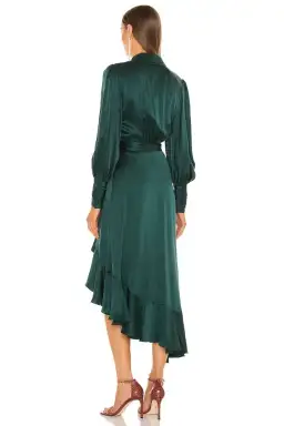 Zimmermann Silk Wrap Midi Dress Dark Green Size 3 / AU 14 for rent on The Volte - image 4