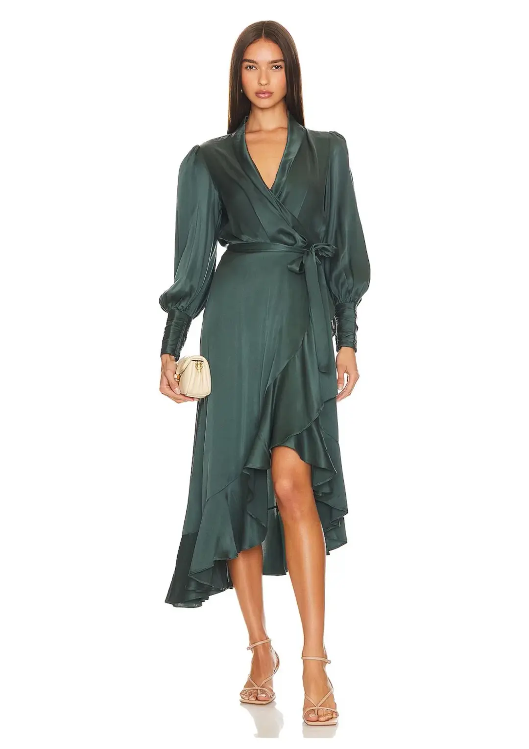 Zimmermann Silk Wrap Midi Dress Dark Green Size 3 / AU 14 for rent on The Volte - main image