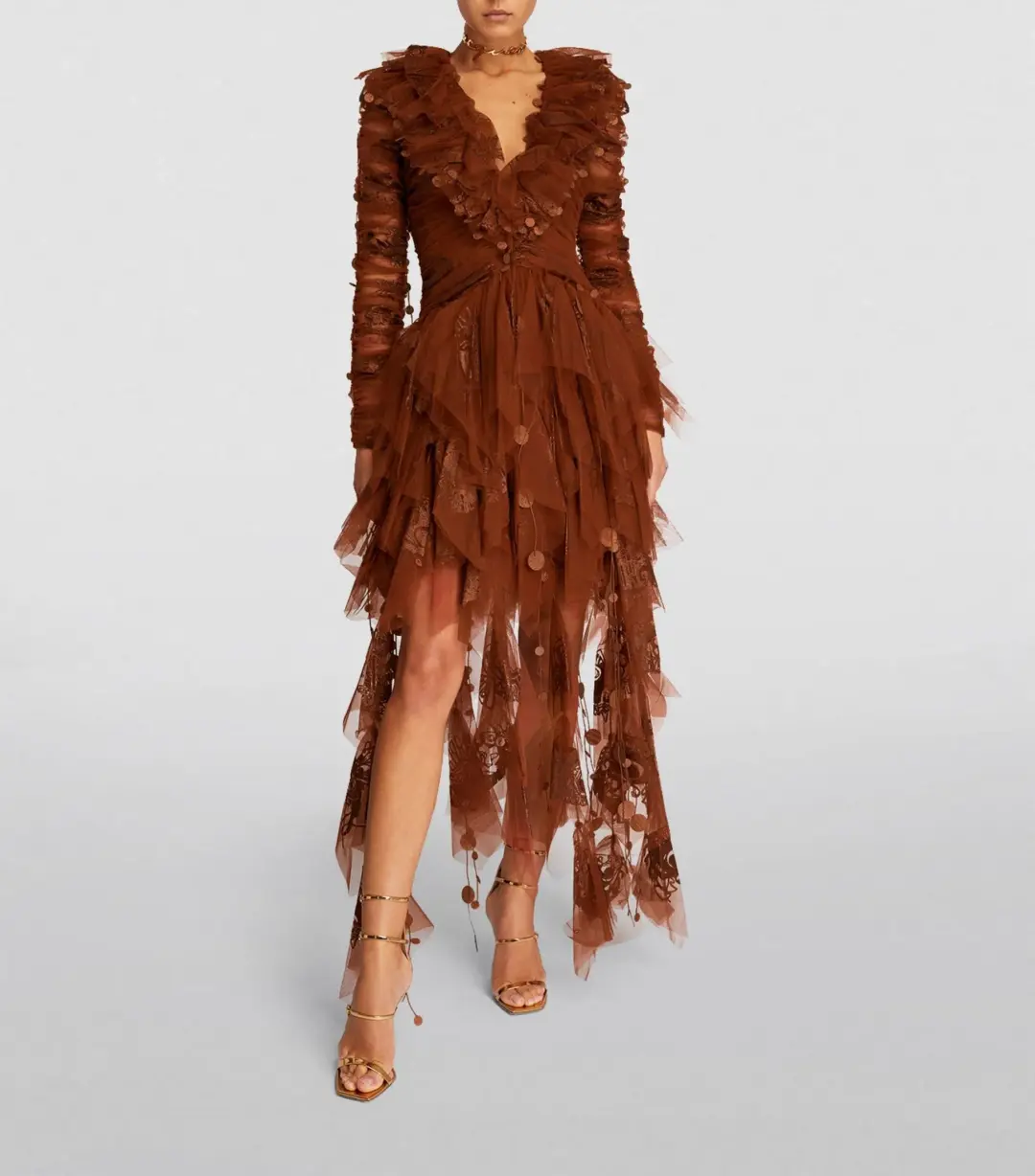 Zimmermann Kaleidoscope Handkerchief Mini Dress Brown Size 1 / AU 10 for rent on The Volte - main image