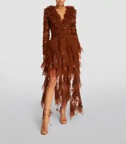 Zimmermann Kaleidoscope Handkerchief Mini Dress Brown Size 1 / AU 10 for rent on The Volte - image 1
