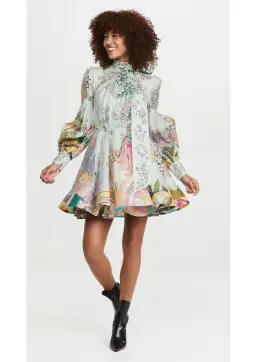 Zimmermann Concert Tie Neck Mini Dress Mint Collage Size 0 / AU 8 for rent on The Volte - image 1