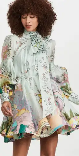 Zimmermann Concert Tie Neck Mini Dress Mint Collage Size 0 / AU 8 for rent on The Volte - image 2