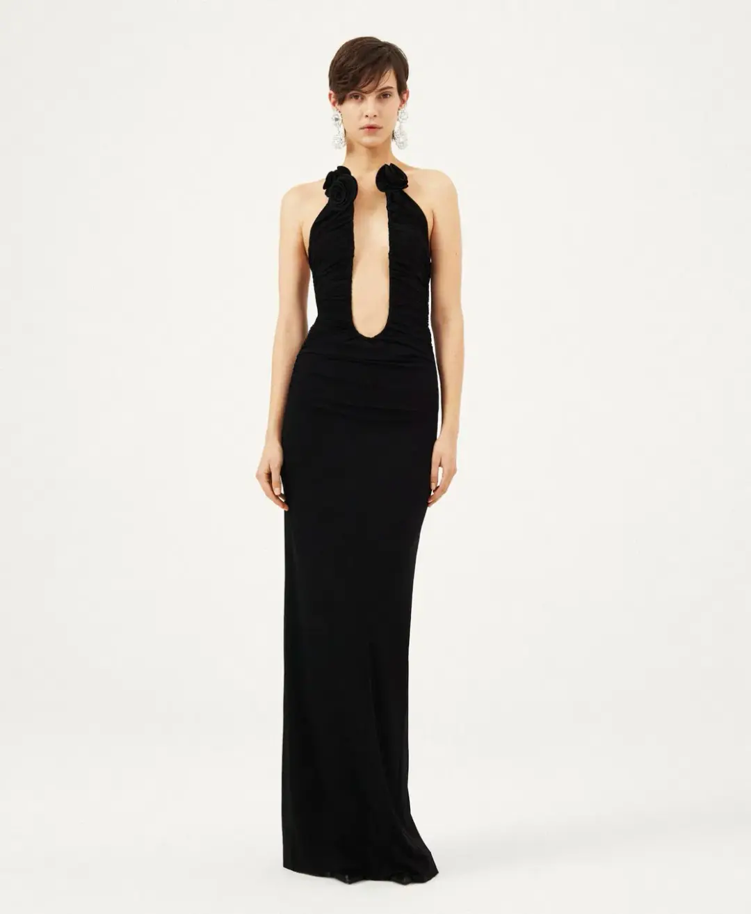 Magda Butrym Plunge Maxi Dress Black Size 6 for rent on The Volte - main image