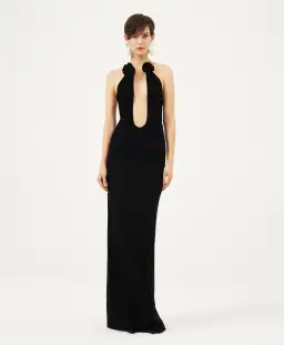 Magda Butrym Plunge Maxi Dress Black Size 6 for rent on The Volte - image 1